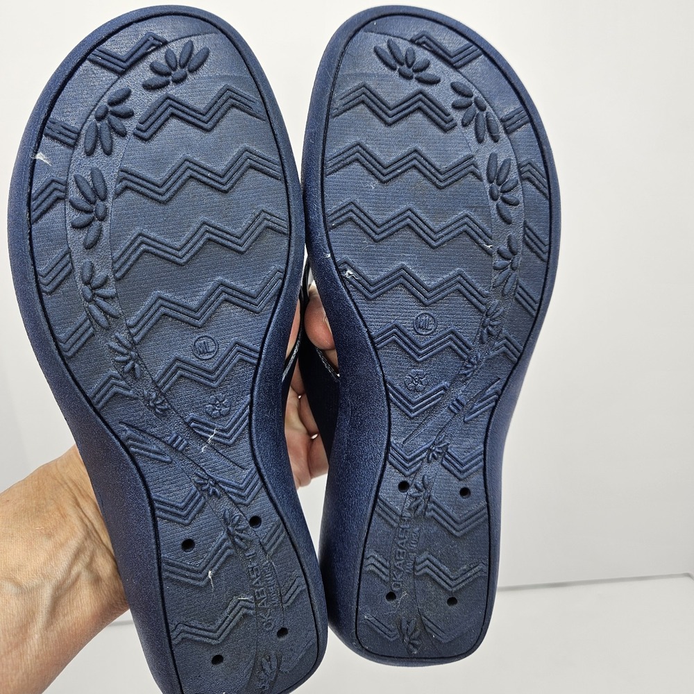 OKABASHI Size 7 Women's Blue Flip Flops Rubber Heel To Toe 10" - Picture 9 of 9